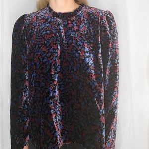 Gap velvet floral blouse